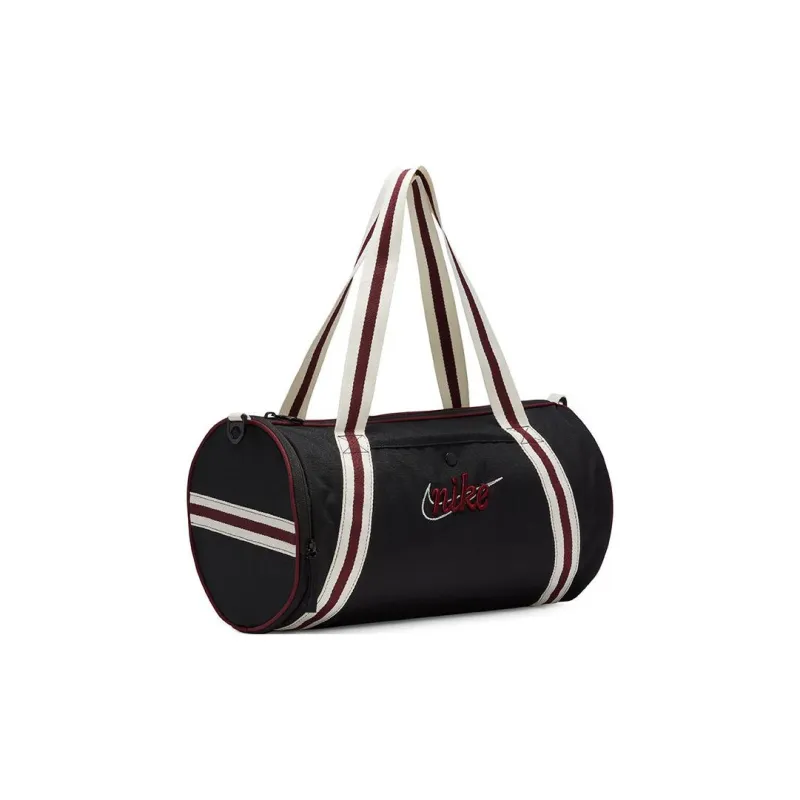 Nike Heritage Recycled Polyester Material Portable One Shoulder Crossbody Gym Bag Tubas Unisex Black & Red-1