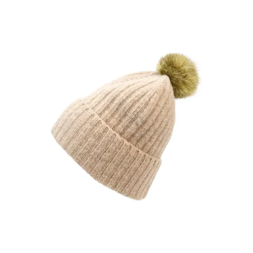 MARJAKURKI 100% Wool Beanie Greeting Card Shopping Bag Warm Sea Of Fox Fur Ball Women's