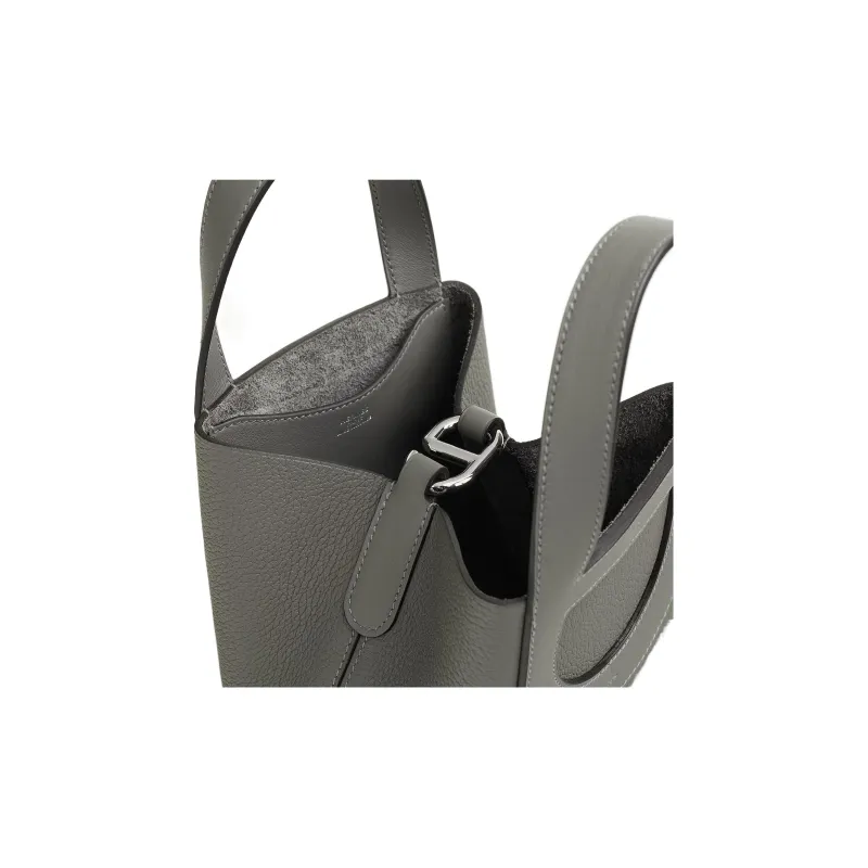 HERMES In The Loop Clemence Bullhide With Swift Calfskin Basket Bag Handbag Bucket Bag Women's Cumulonimbus Gray-3