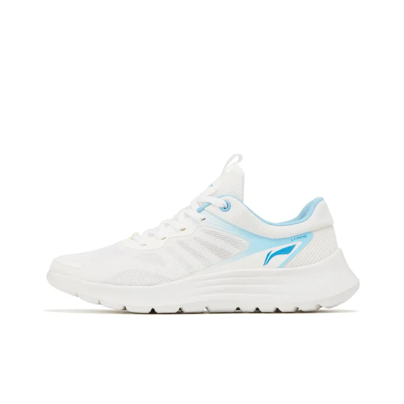 LiNing Cushioning Abrasion Resistant Breathable Lightweight Low Top Running Shoes Men's White Blue-0