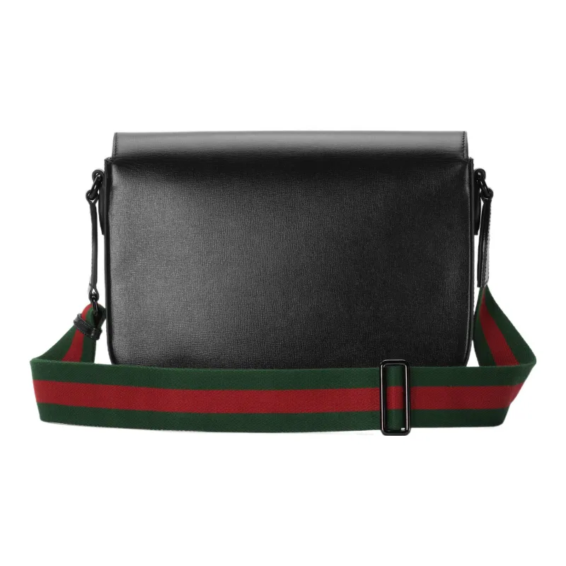 GUCCI Horsebit 1955 Leather Messenger Bag, Crossbody Bag, Shoulder Bag Men's Black-2