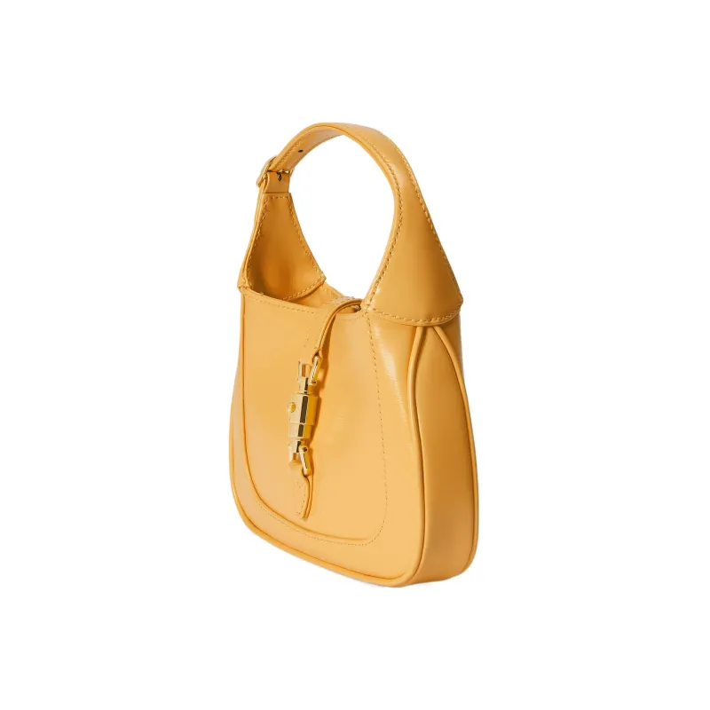 GUCCI Jackie 1961 Leather Crescent Shoulder Bag Shoulder Bag Crossbody Bag Mini Women's Yellow-2