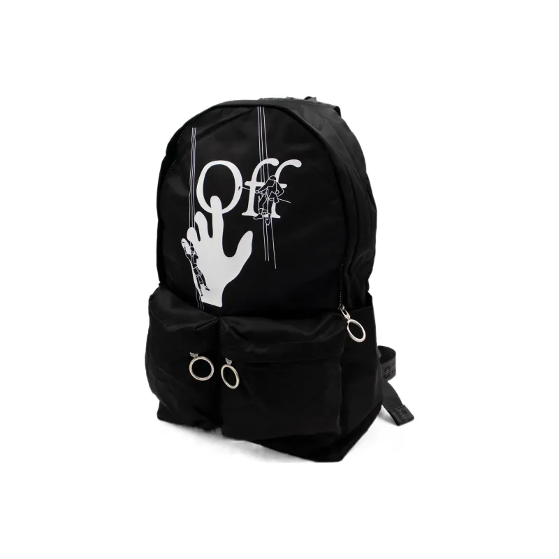 OFF WHITE Logo Print Backpack Black-1