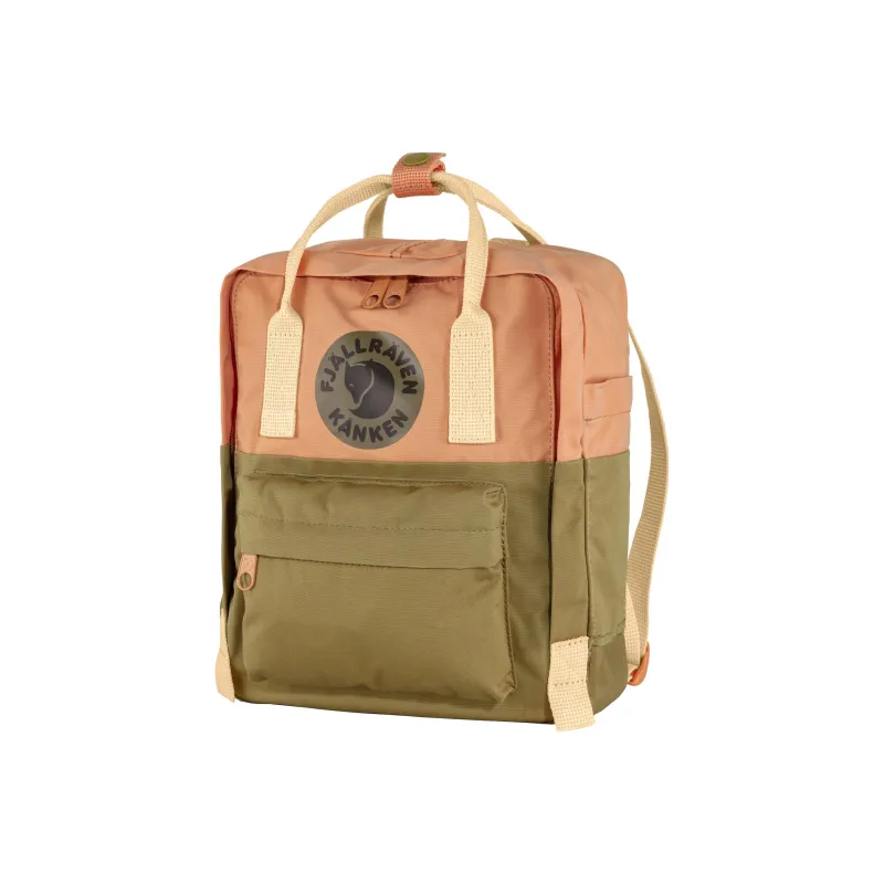 Fjallraven Kanken Polyester Cotton Blend Backpack Mini Unisex Orange Pink/Green/Beige-1