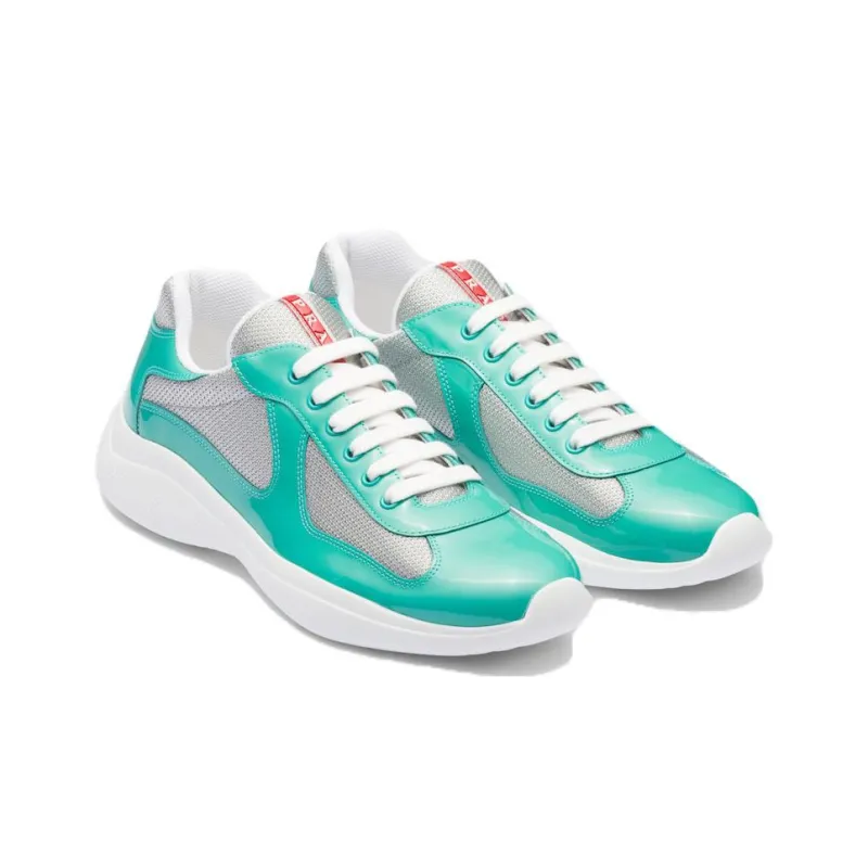 PRADA America's Cup Low-Top Casual Shoes Men's Silver Jade Green-1