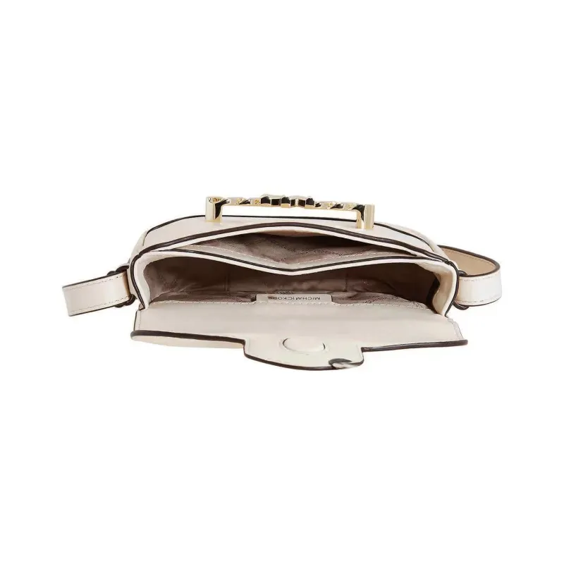 MICHAEL KORS Hally Leather Saddle Bag, Shoulder Bag, Crossbody Bag Extra Small Women's Milk White-3