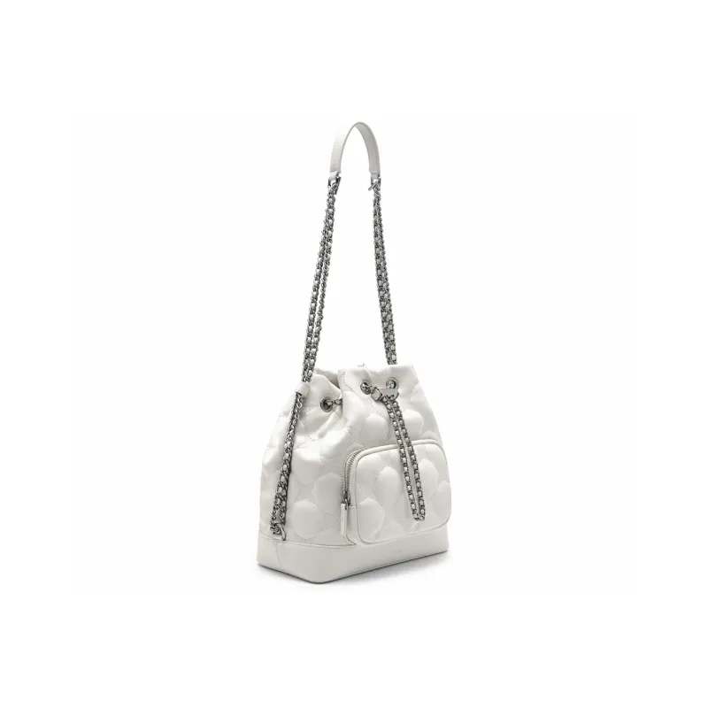 PEDRO Women's Interstellar Series Artificial Leather Bucket Bags Shoulder Bags Small Size Women's Black/Light Red/White-1