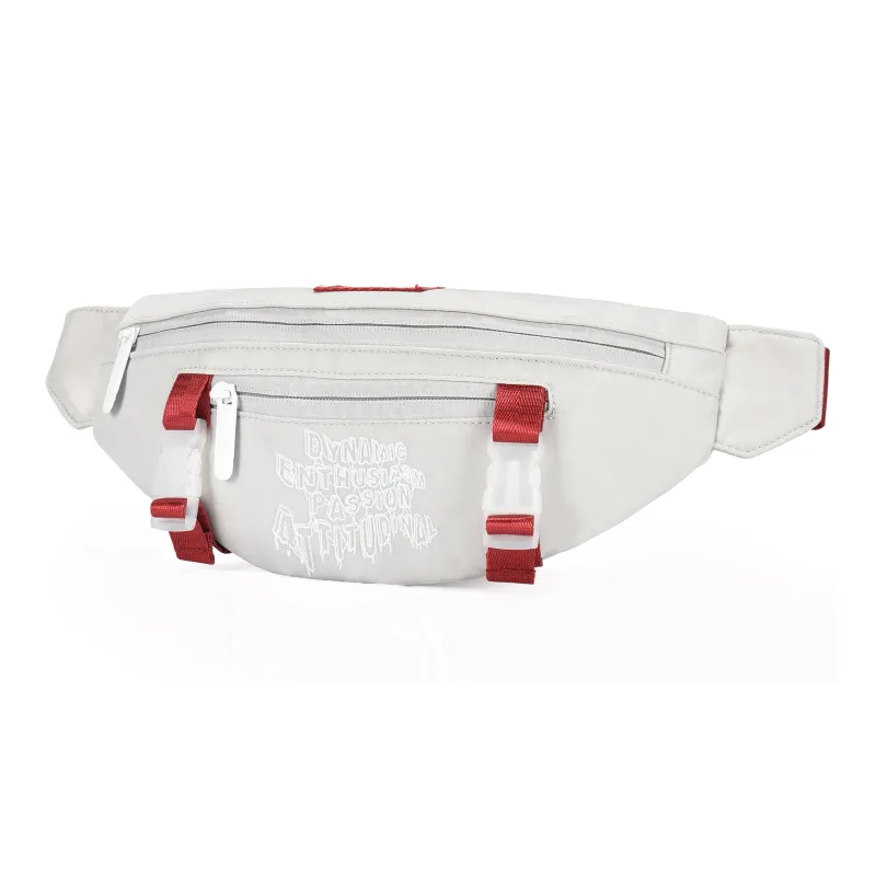 DRACONITE Polyester Shoulder Bag, Sling Bag, Crossbody Bag, Fanny Pack Regular Unisex Gray Red Contrast-1