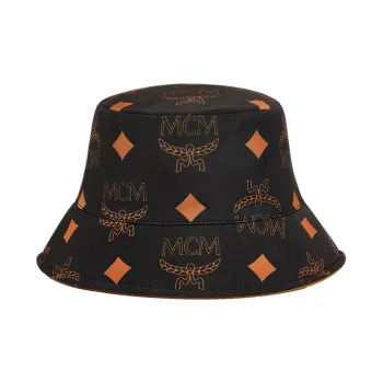 MCM Polyester Bucket Hats Unisex Cognac