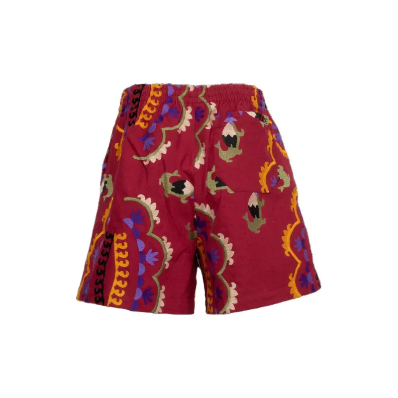 BODE Suzani Embroidery Short 'Maroon Multicolor'-1