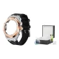 Silver Rose Black Strap+Watch Case+Tempered Glass Screen Protector