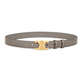 CELINE Leather Leather Belts Women's Gray Width  2.5cm