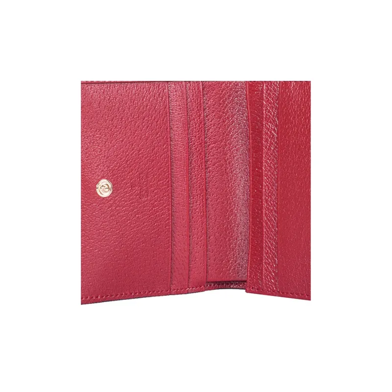 GUCCI Canvas With Leather Card Holder Wallet Small Size Women's Ebony/Red/Multicolor-5