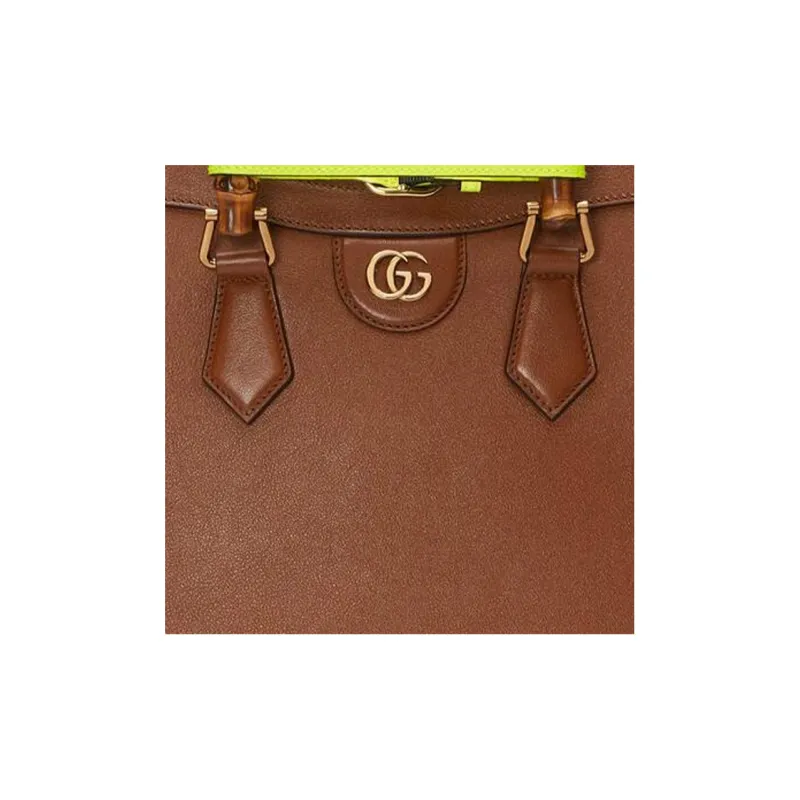 GUCCI Diana Leather Tote Bag, Shopping Bag, Shoulder Bag, Crossbody Bag, Handbag Trumpets Unisex Brown-7