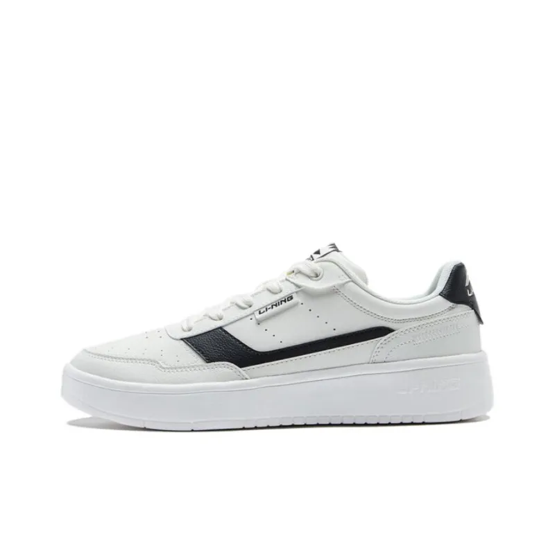 LiNing Qingshi Non slip Lightweight Low Top Skateboard Shoes Men's White Black-0