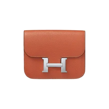 HERMES Constance Slim Evercolor Calfskin Wallet Card Holder Coin Purse Fanny Pack Regular Women's Red Blue