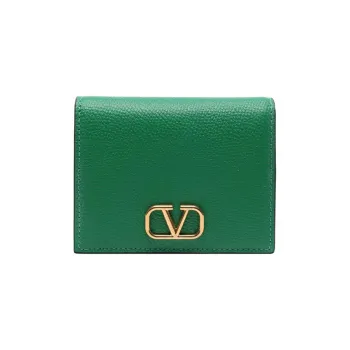 Valentino Vlogo Cow Leather Wallets Card Holders Regular Women's Green