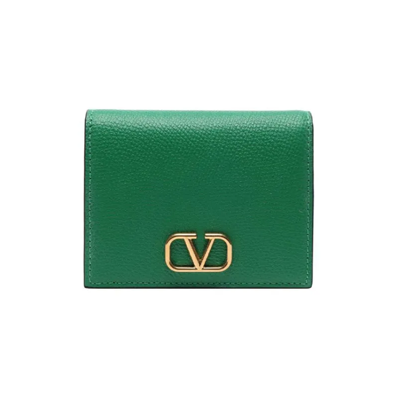 Valentino Vlogo Cow Leather Wallets Card Holders Regular Women's Green-0