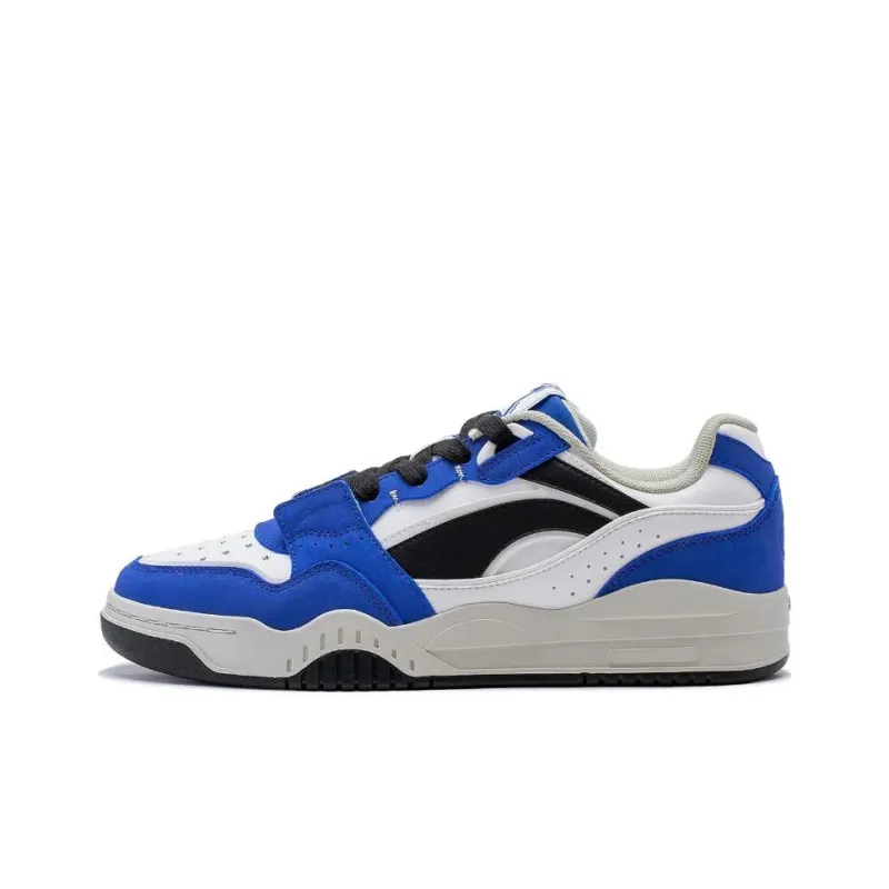 LiNing Yuebai Anti Slip Wear Resistant Low Top Skateboard Shoes Unisex Blue White-0