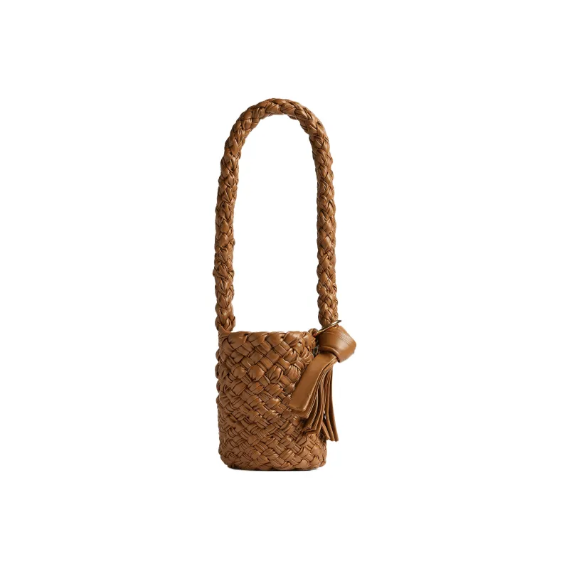 Bottega Veneta KALIMERO Cow Leather Bucket Bag, Clutch, One Shoulder Handbag Trumpets Women's Brown-1
