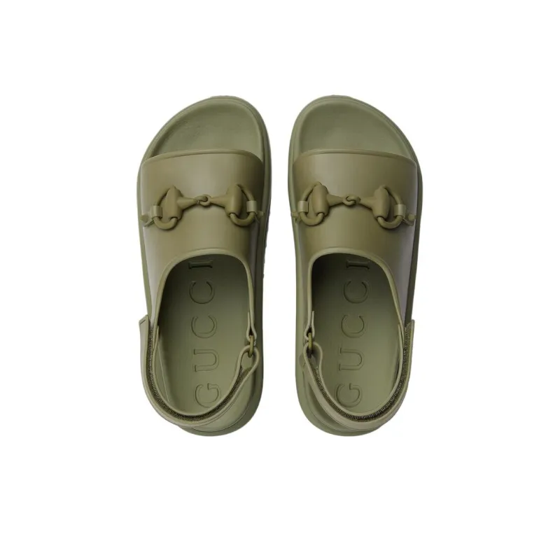 GUCCI Horsebit Flatform Sandal 'Green'-1