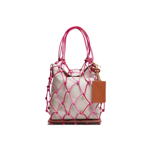 Jacquemus Canvas With Leather Canvas Bag Fishnet Handbag Women's Dark Pink