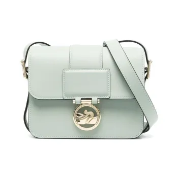 LONGCHAMP BOX TROT Calfskin Small Square Bag Shoulder Bag, Crossbody Bag Small Size Women's Green Gray