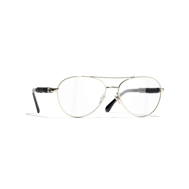 CHANEL Alloy Aviator Eyeglass Frames Women's Black-1