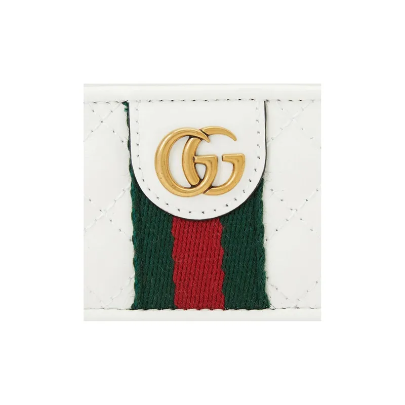 GUCCI Leather Card Holder Card Holder Women's White-4