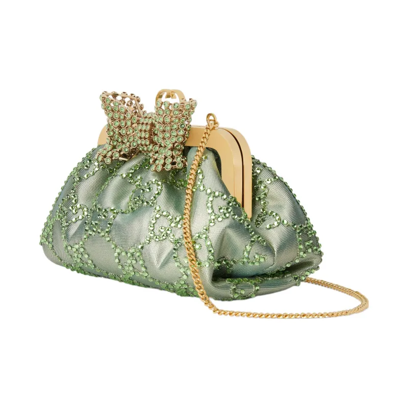 GUCCI Brocade Fabric Clutch Regular Women's Green-1