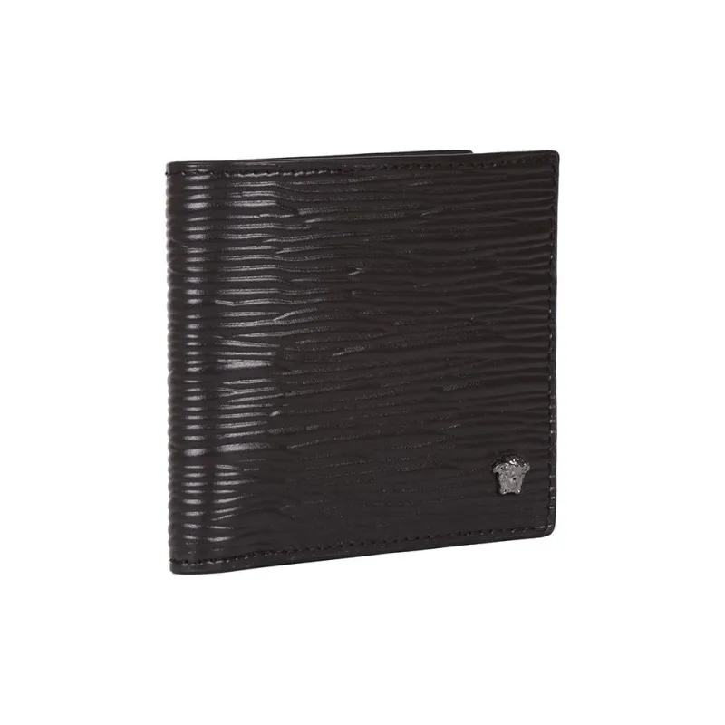 VERSACE Cow Leather Wallet Men's Brown-1