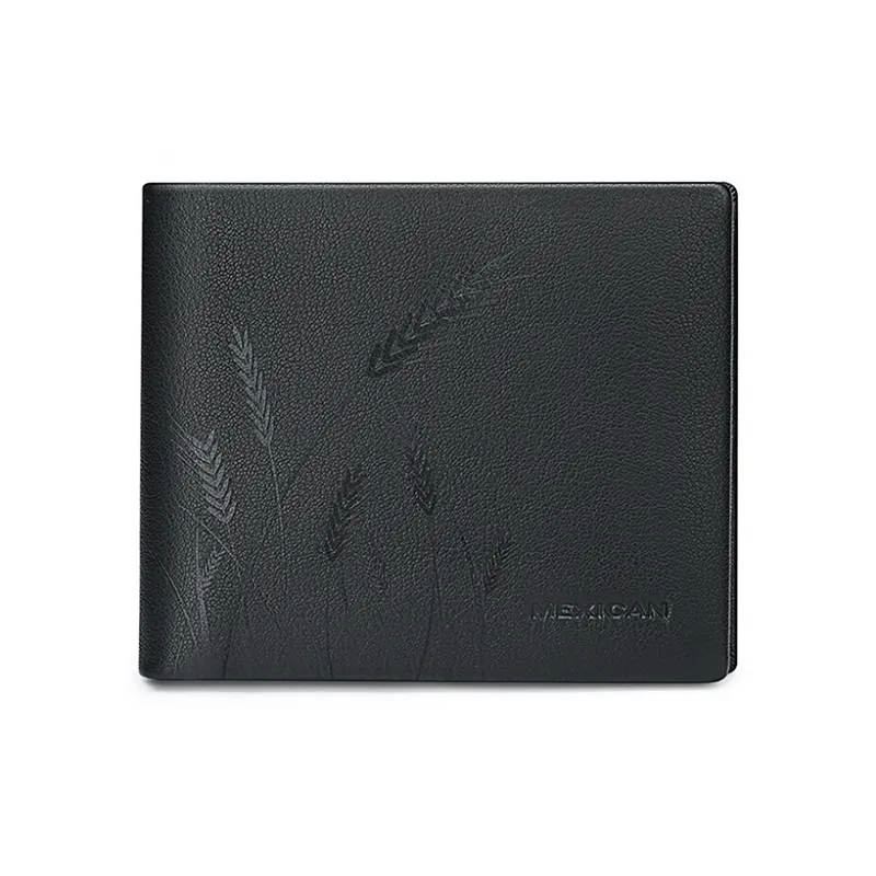 MEXICAN Nappa Texture Genuine Leather Wallet Men's Black-33