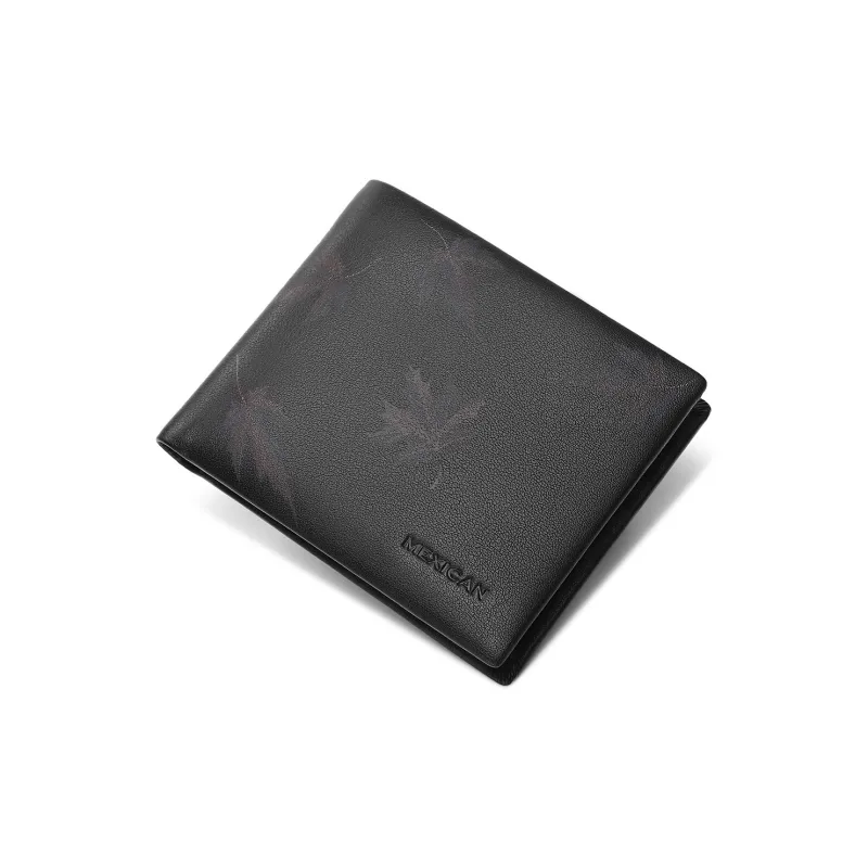 MEXICAN Nappa Texture Genuine Leather Wallet Men's Black-6