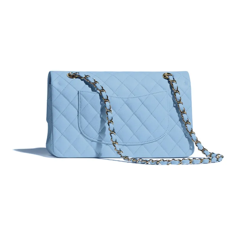 CHANEL Classic Flap CF Grain Calfskin Shoulder Bag, Crossbody Bag Medium Size Women's Bright Blue-1