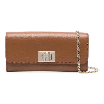 Furla Calfskin Shoulder Bag Crossbody Bag Wallet Women's Umber