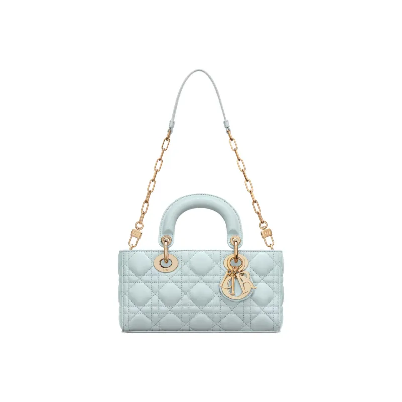 DIOR Lady D-JOY Lambskin Dior Bag Shoulder Bag Crossbody Bag Handbag Small Size Women's Blue-3