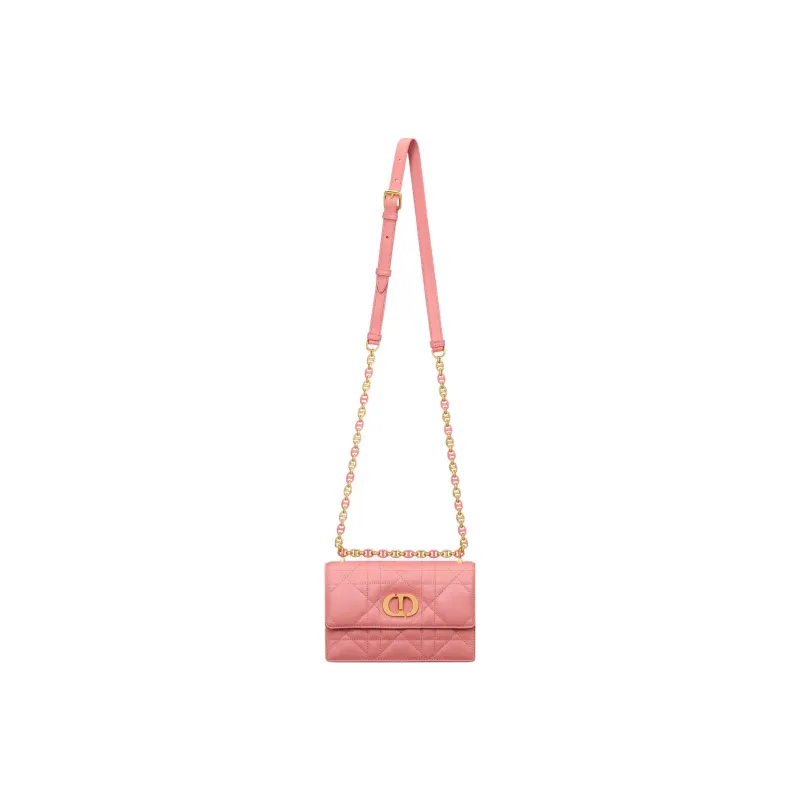 DIOR Caro Sheepskin Crossbody Bag, Shoulder Bag Women's Light Pink-3