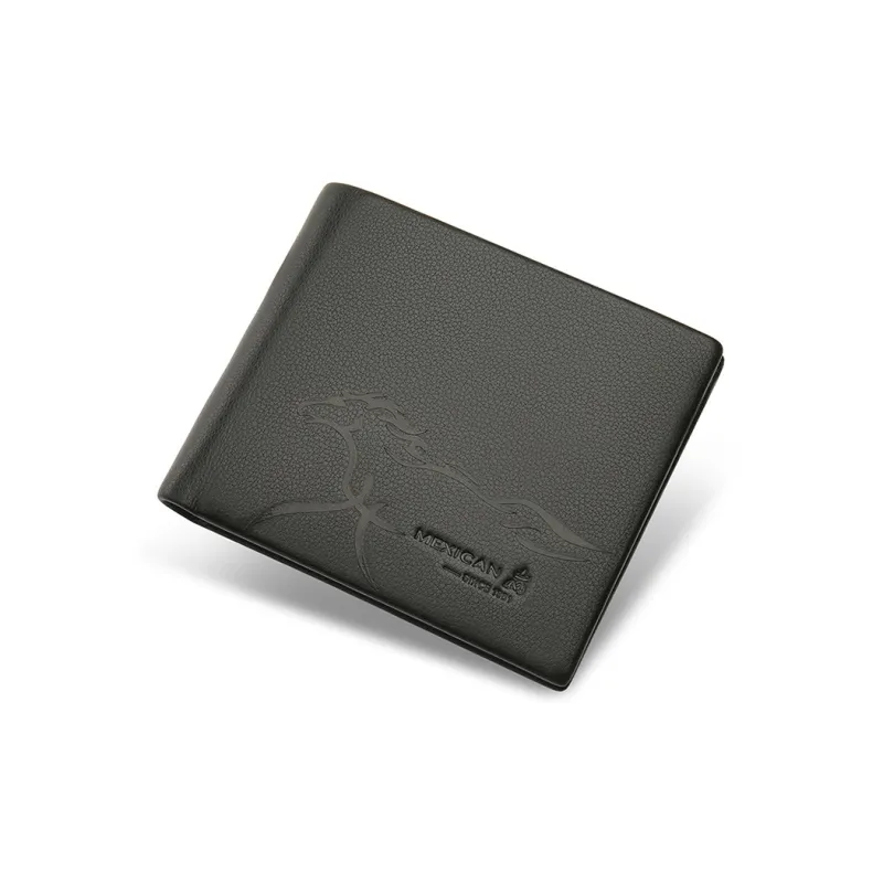 MEXICAN Nappa Texture Genuine Leather Wallet Men's Black-21