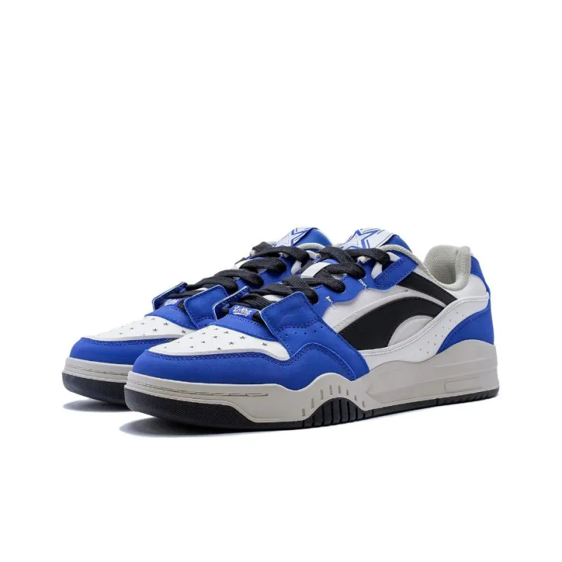 LiNing Yuebai Anti Slip Wear Resistant Low Top Skateboard Shoes Unisex Blue White-2