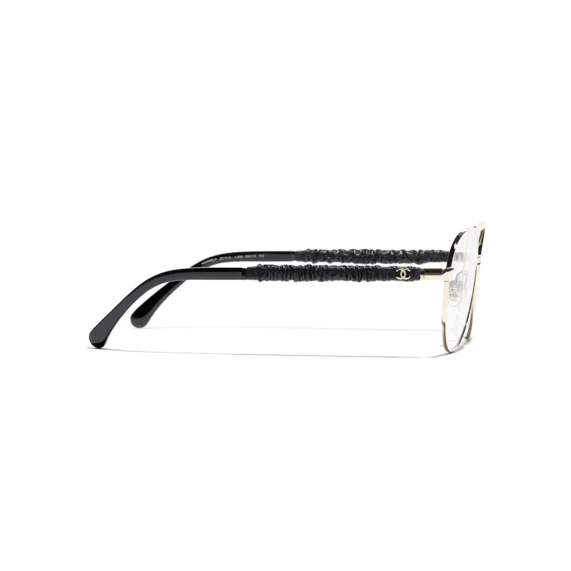 CHANEL Alloy Aviator Eyeglass Frames Women's Black-2