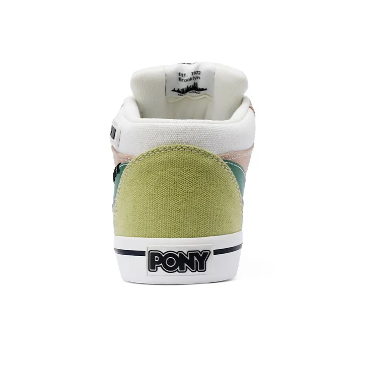 PONY Atop Mid Top Skateboard Shoes Unisex Coffee Green-3