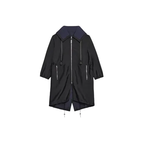 THEORY Designer Co-authored Collection Trench Coats Women's Black/Cyan