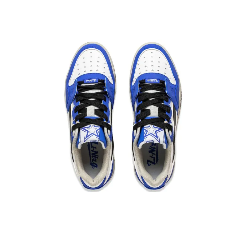 LiNing Yuebai Anti Slip Wear Resistant Low Top Skateboard Shoes Unisex Blue White-3