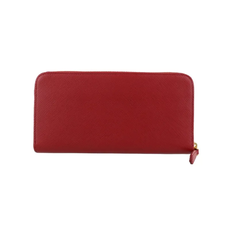 PRADA Leather Clutches Wallets Large Size Women's Red-4