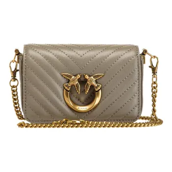 PINKO Leather Bird Bag Handbag, Shoulder Bag, Crossbody Bag Women's Taupe