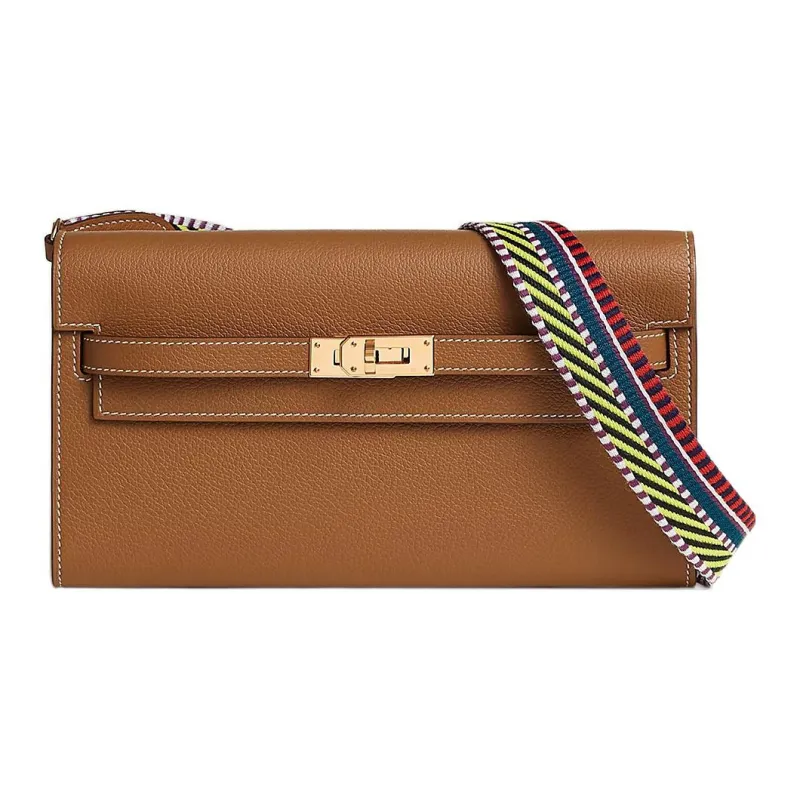 HERMES Kelly To Go Mysore Goat Skin Wallets Handheld Shoulder Bag Crossbody Bag Regular Women's Gold Brown-3