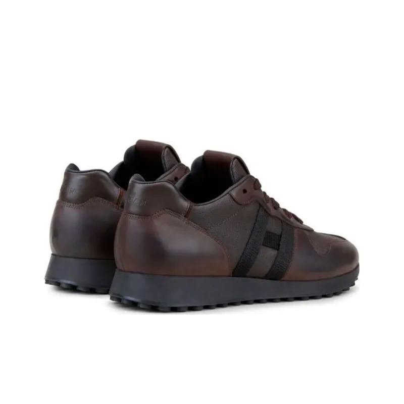 HOGAN H383 Anti Slip Wear Resistant Low Top Casual Shoes Men's Brown-2
