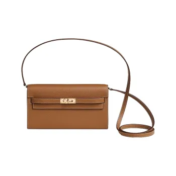 HERMES Kelly To Go Mysore Goat Skin Wallets Handheld Shoulder Bag Crossbody Bag Regular Women's Gold Brown