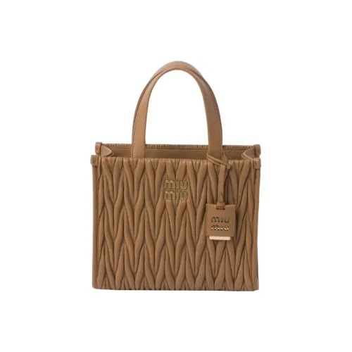 MIU MIU Matelassé Sheepskin Tote Bag Shopping Bag Shoulder Bag Crossbody Bag Handbag Women's Caramel
