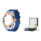 Silver Rose Blue Strap+Watch Box+Tempered Glass Screen Protector